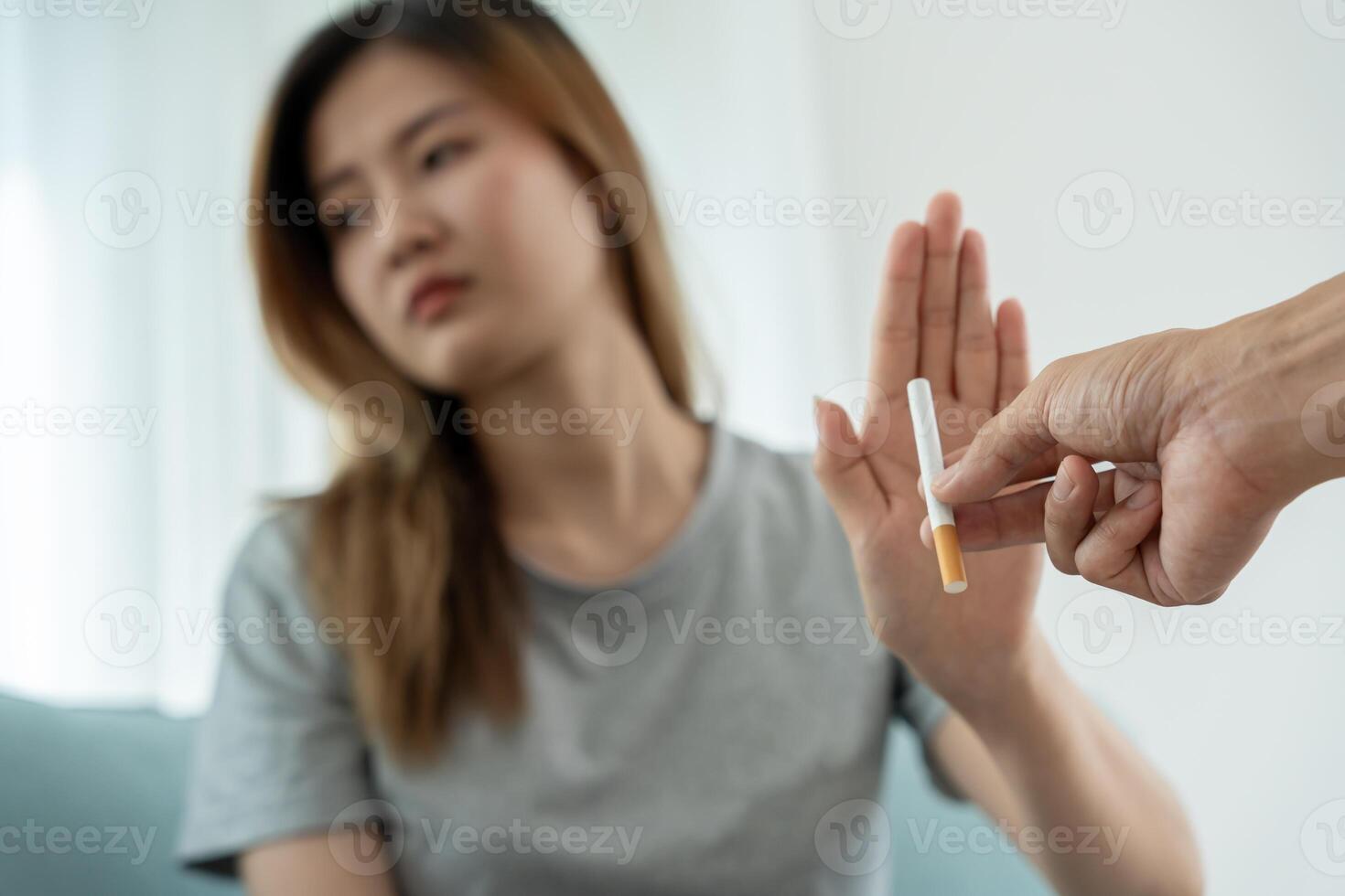 stop smoke, refuse, reject, break take cigarette, say no. quit smoking for health. world tobacco day. drugs, Lung Cancer, emphysema , Pulmonary disease, narcotic photo