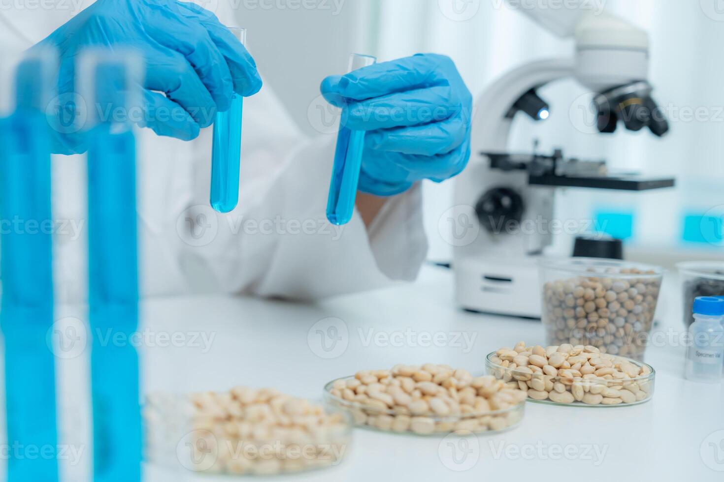 check chemical whole grain residues in laboratory. Control experts inspect the concentration of chemical residues. hazards, standard, prohibited substances, contaminate, Microbiologist photo