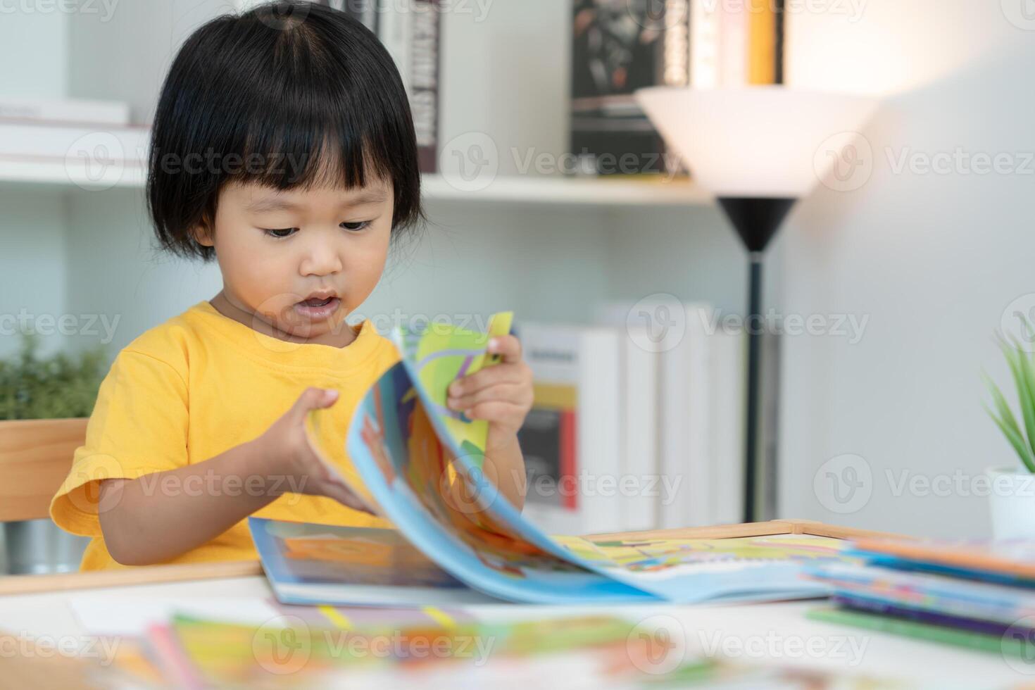 relax read book at home. daughter and reading a story. learn development, childcare, laughing, education, storytelling, practice, imagine, reduce addiction mobile phone photo