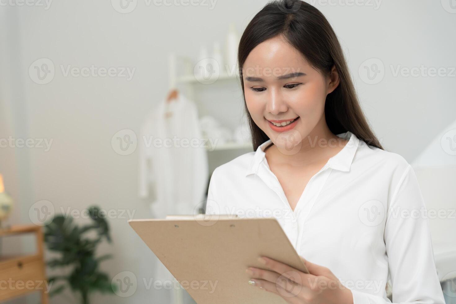 Beauty clinic, Checklist Program for VIP customer, white room with a bed and a chair. room is clean and well organized, health care, dermatology, style, wellness, cosmetology photo