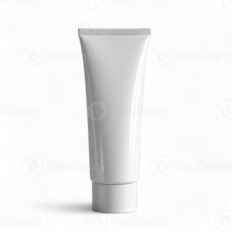 White cosmetic tube with a smooth finish isolated on transparent background cutout png