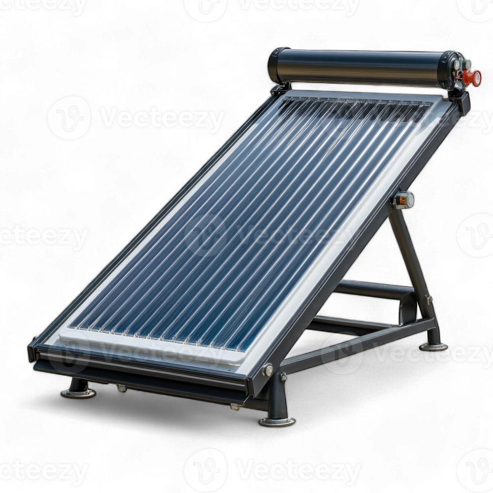 Solar water heater system for energy efficiency and sustainability isolated on transparent background cutout png