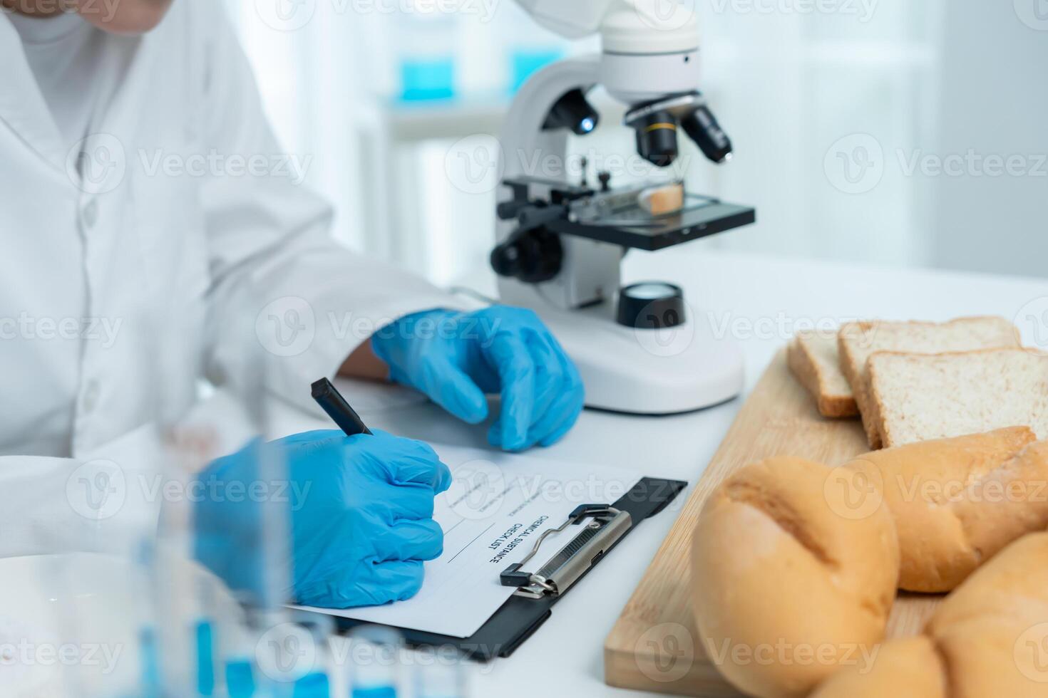 Scientist check chemical and fungus in laboratory. Control experts inspect the concentration of chemical residues. hazards, prohibited substances, contaminate, Microbiologist photo