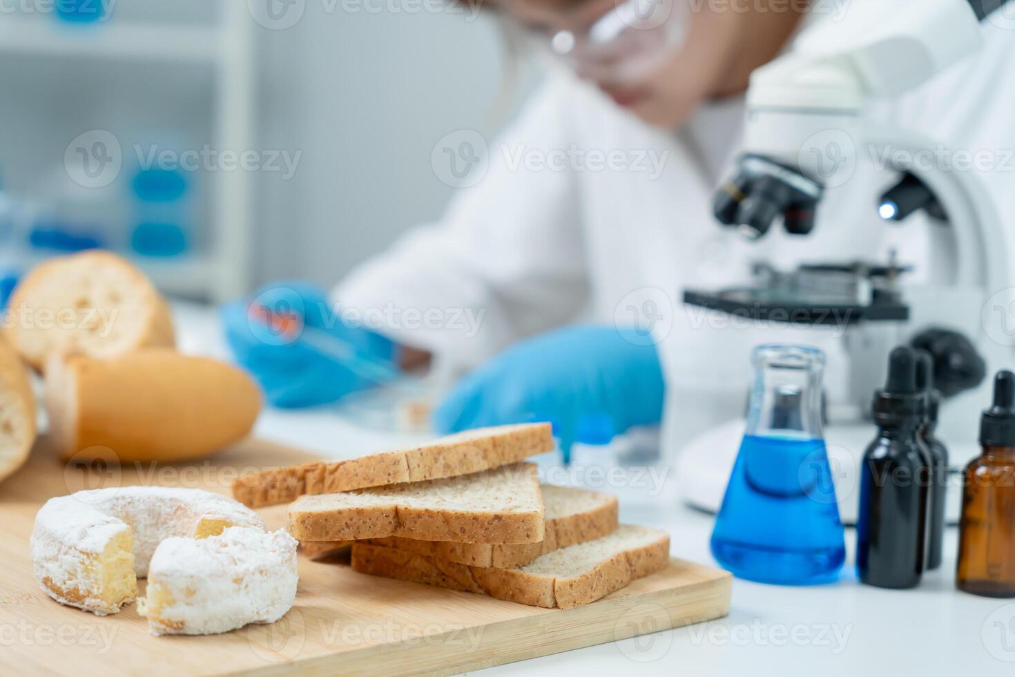 Scientist check chemical and fungus in laboratory. Control experts inspect the concentration of chemical residues, standard, prohibited substances, contaminate, Microbiologist photo