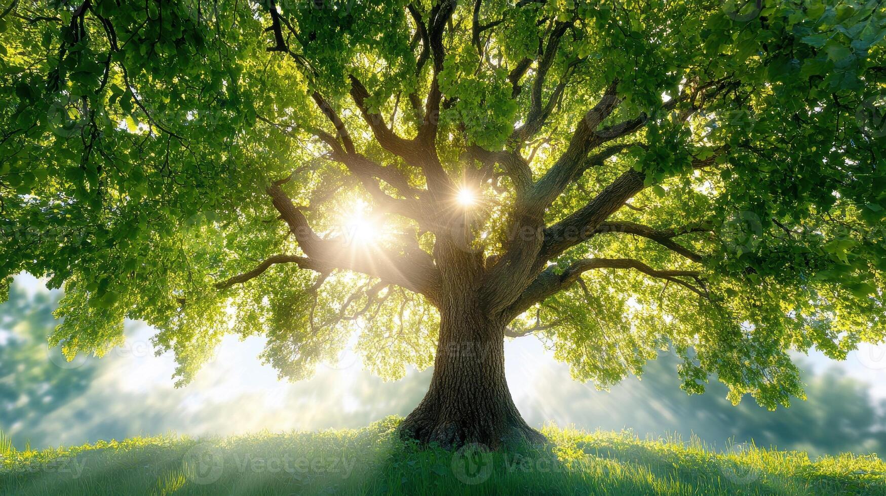 A tree with sunlight shining through it photo