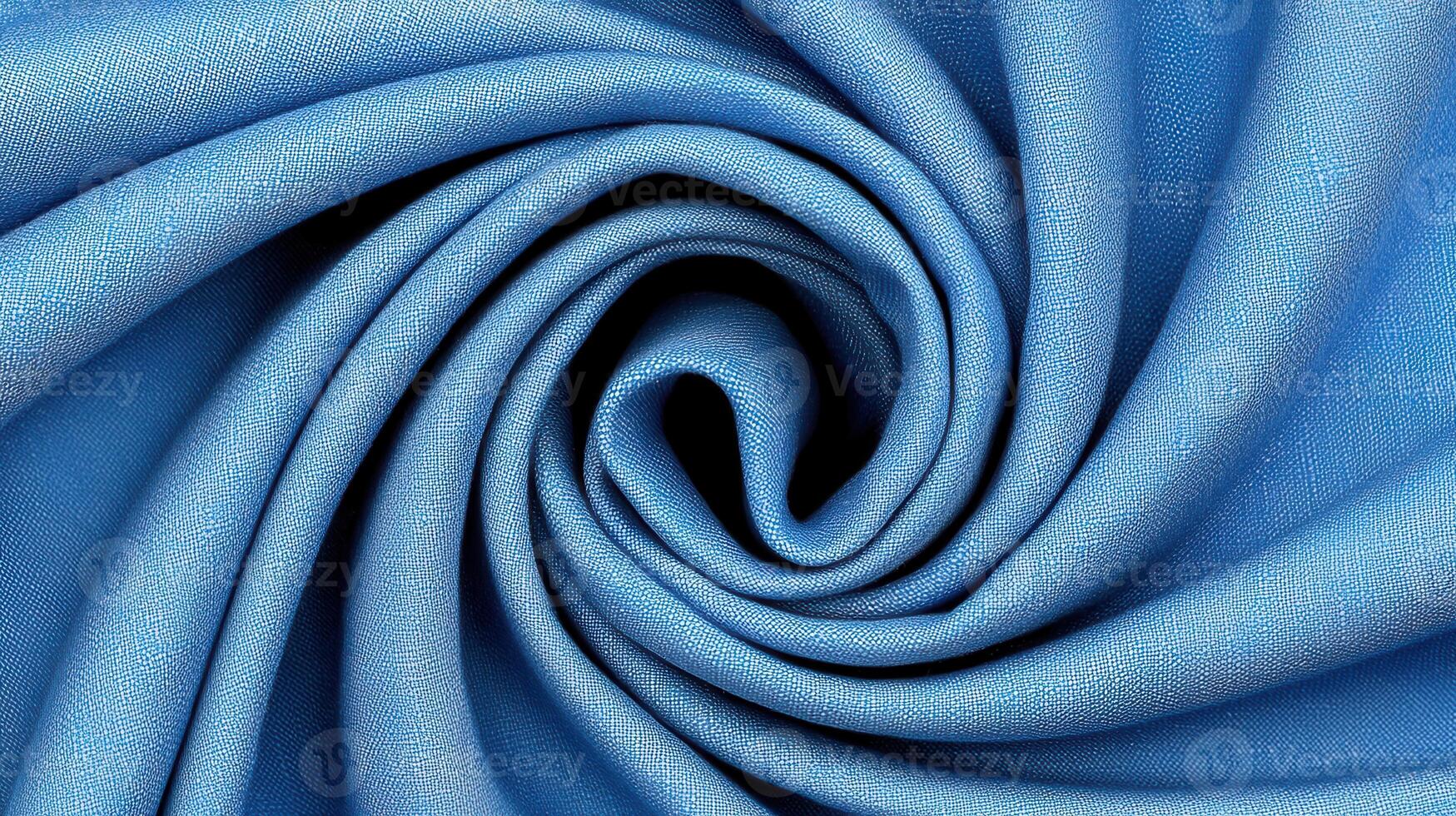 Abstract Swirling Blue Fabric Texture Close Up of Luxurious Textile Spiral photo