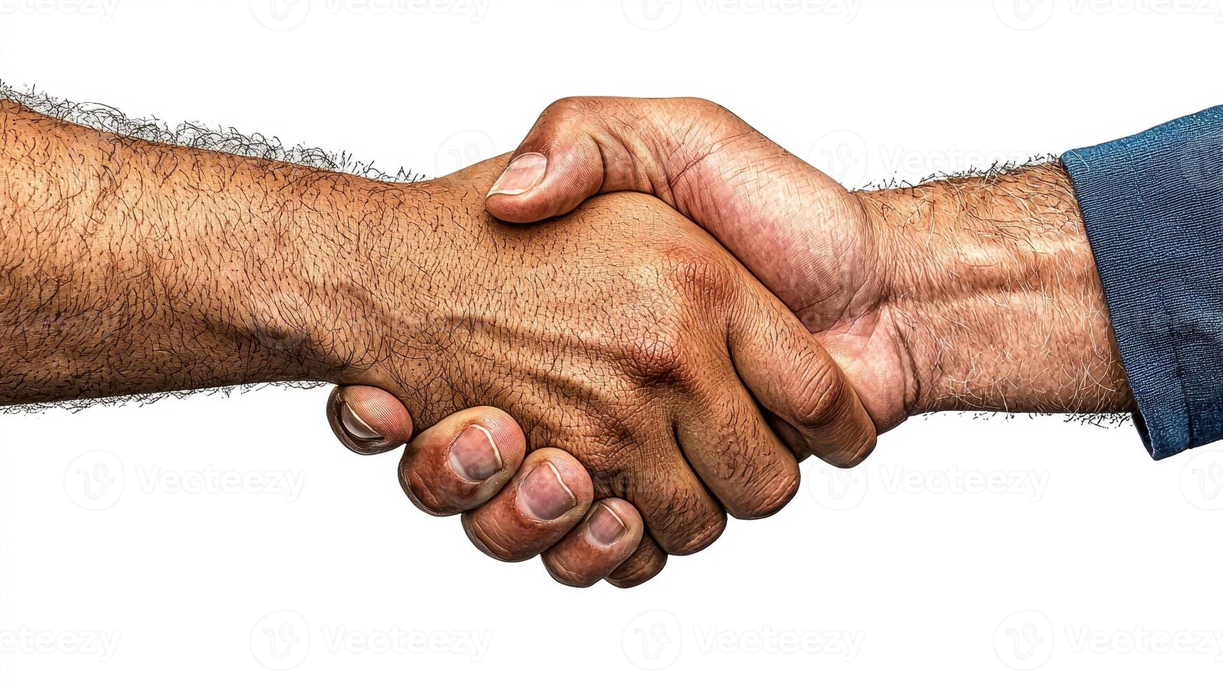 Close Up of Two Hands Shaking, Showing Detailed Skin Texture Against White Background photo