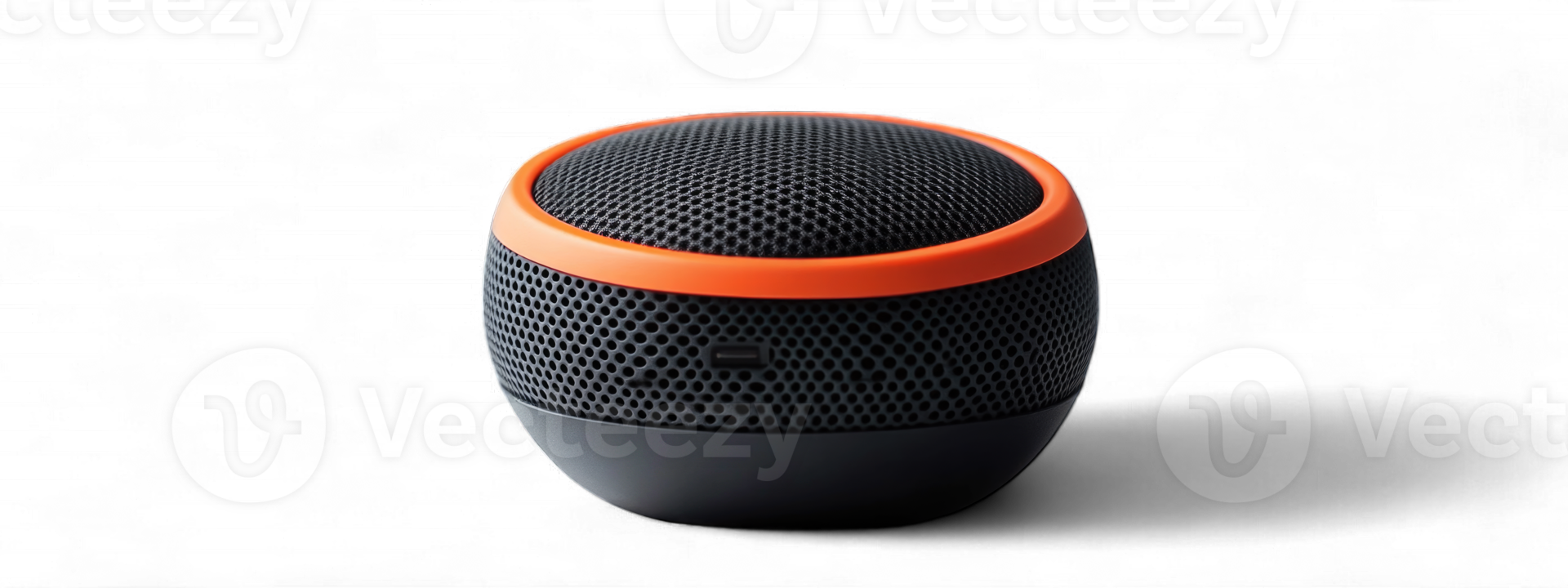 Portable Bluetooth speaker with orange accents isolated on transparent background cutout png