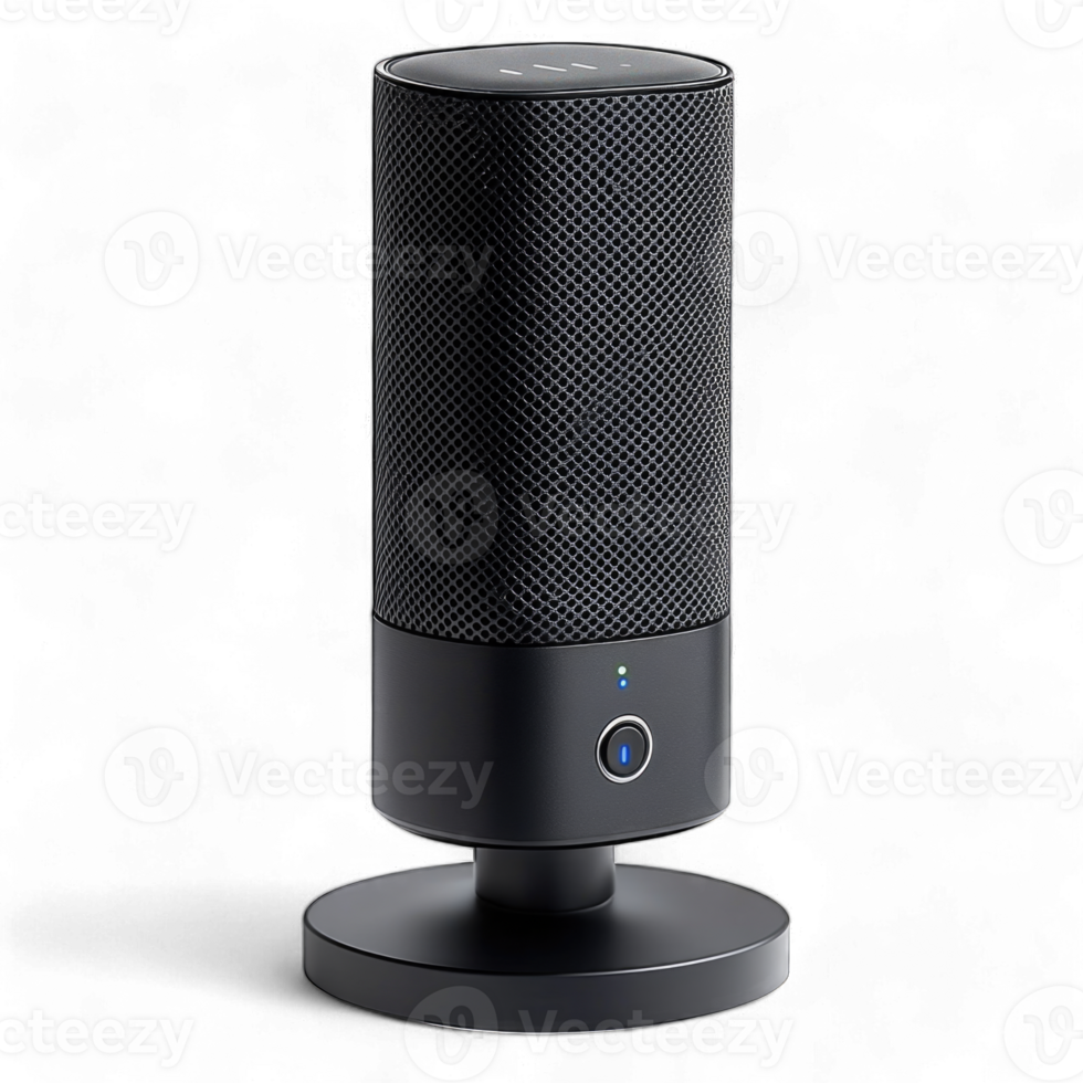 Modern black wireless speaker designed for high-quality sound isolated on transparent background png