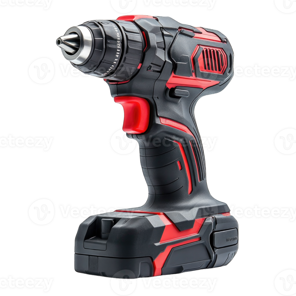 Cordless power drill with ergonomic grip and adjustable torque settings isolated on transparent background cutout png