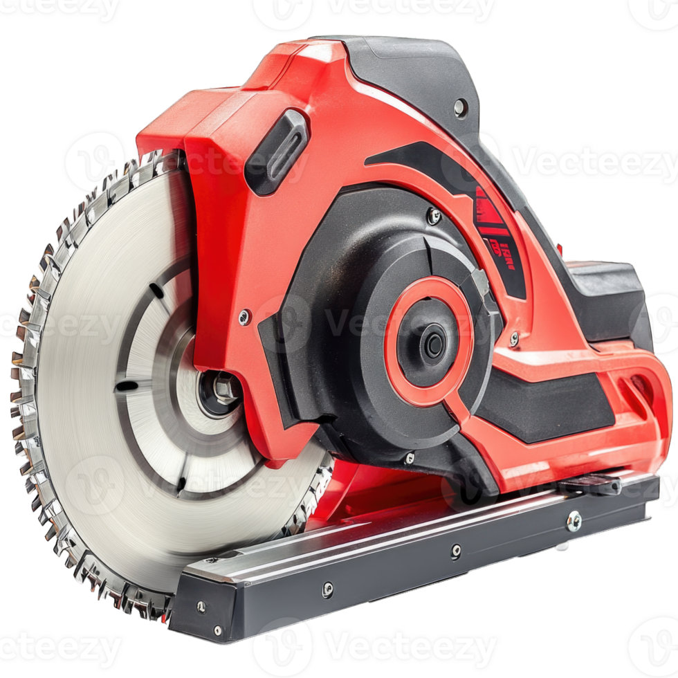 Powerful circular saw tool with advanced blade design and safety features isolated on transparent background cutout png