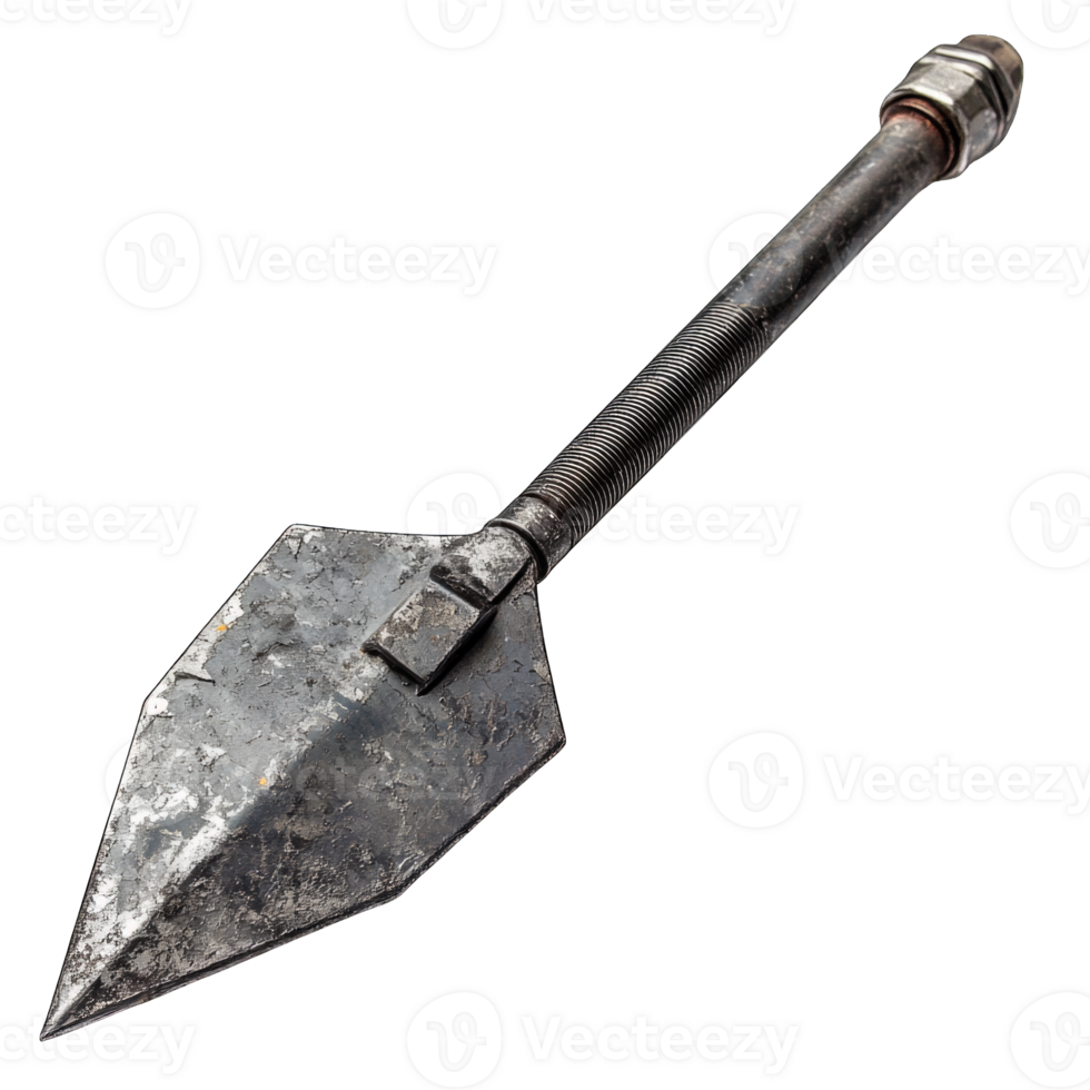 Spear fishing tip with sharp edges and durable metal construction isolated on transparent background cutout png