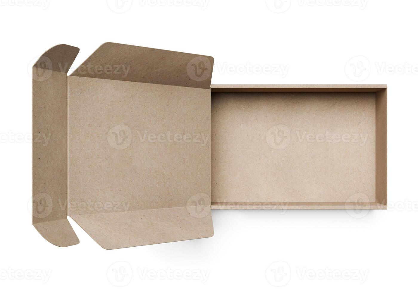 Open empty brown cardboard box on white background1 photo