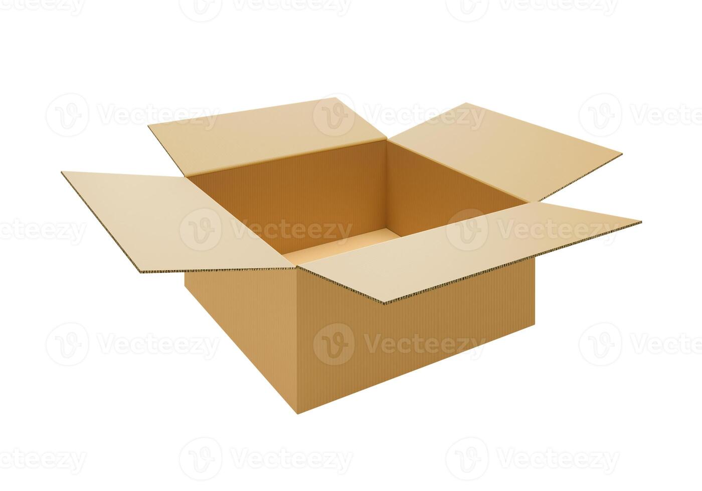 Open empty brown cardboard box on white background3 photo