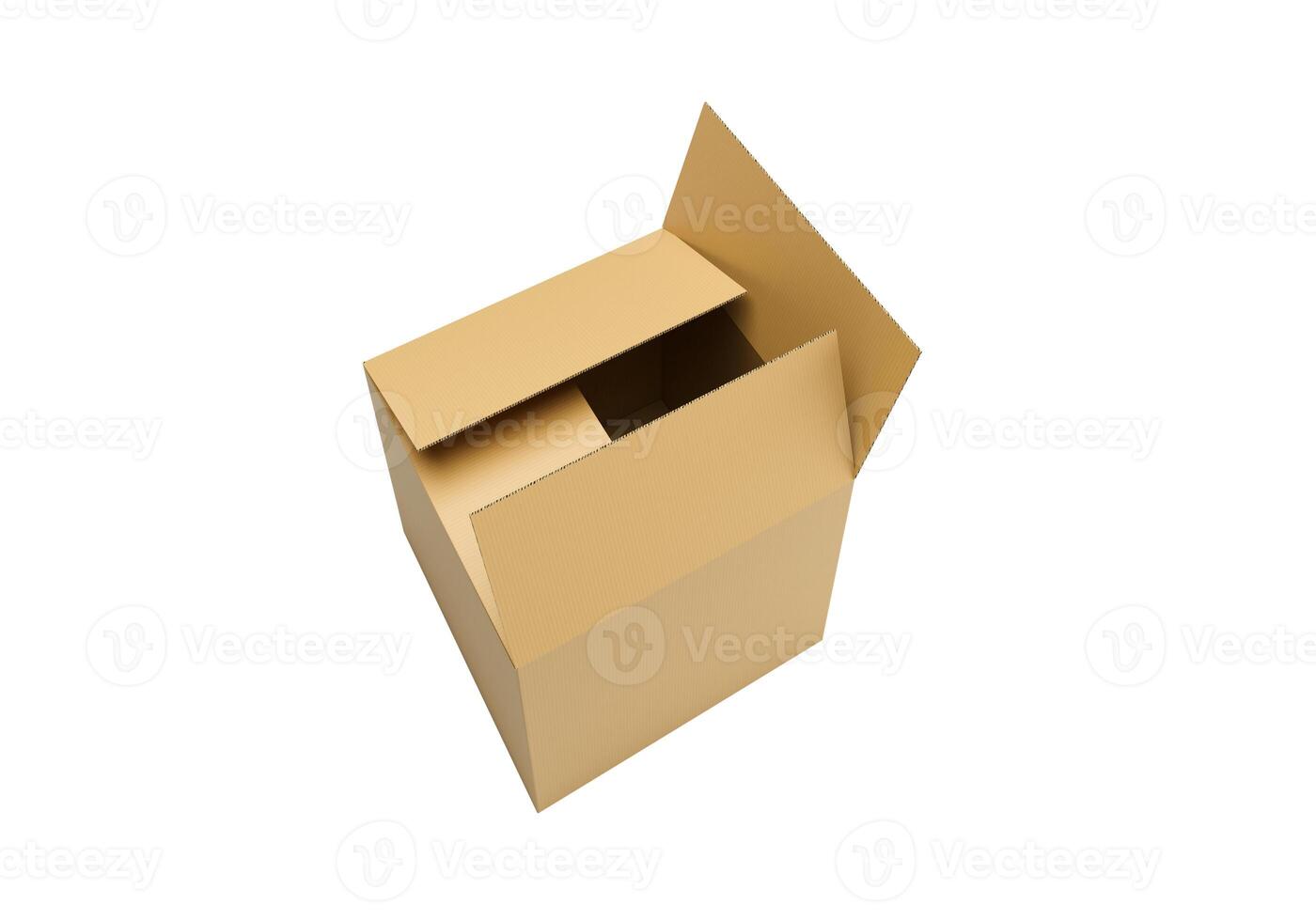 Open empty brown cardboard box on white background35 photo