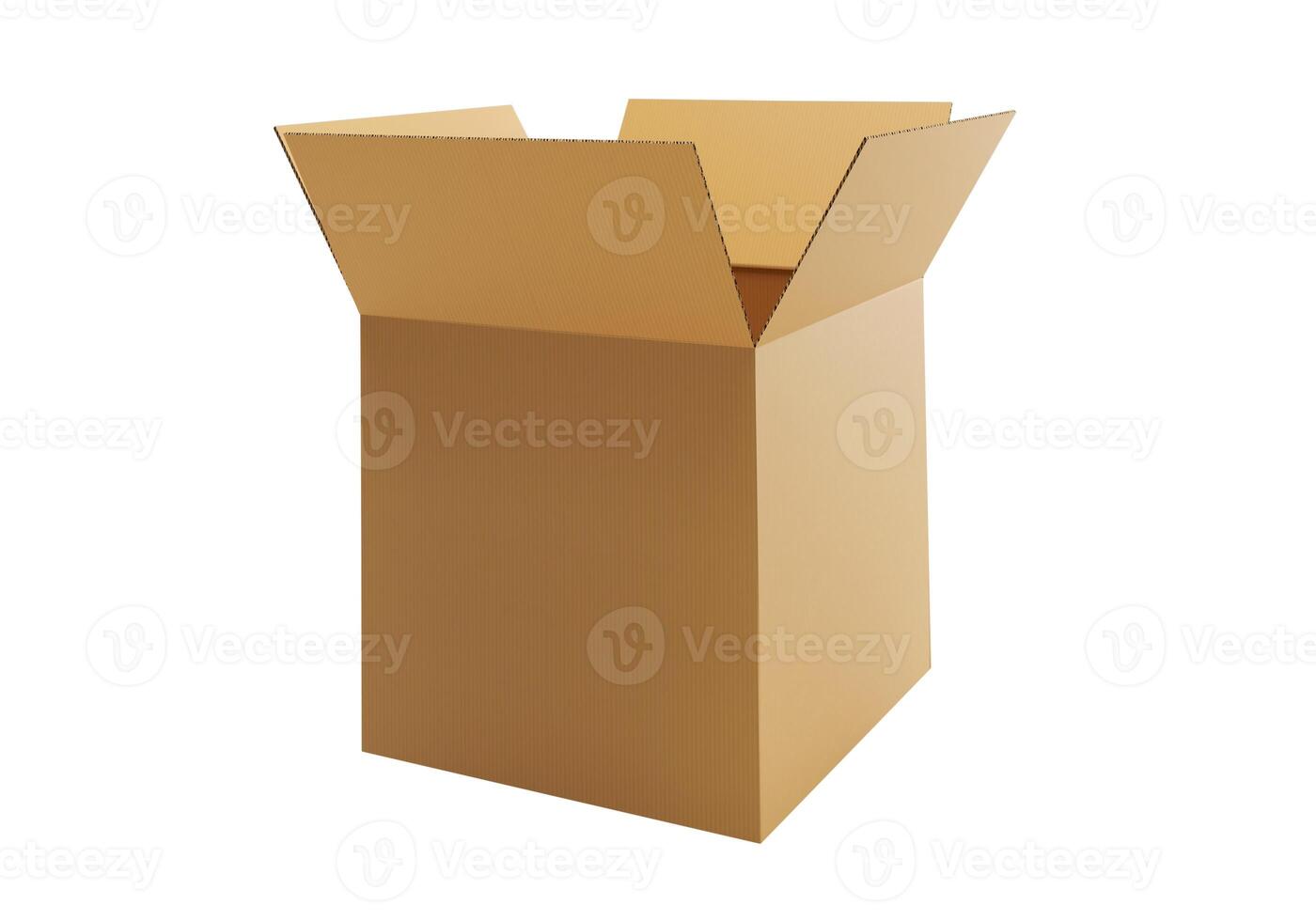 Open empty brown cardboard box on white background23 photo