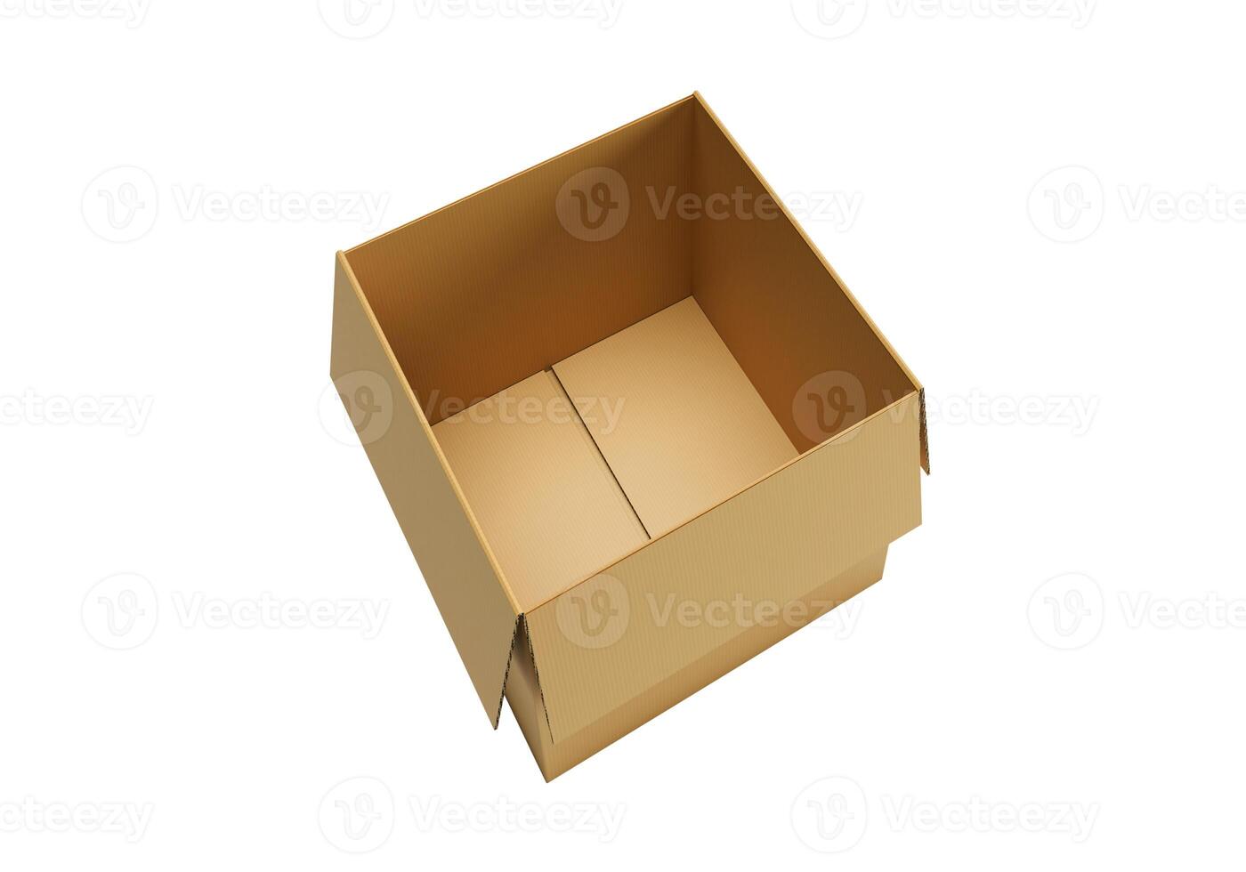 Open empty brown cardboard box on white background26 photo