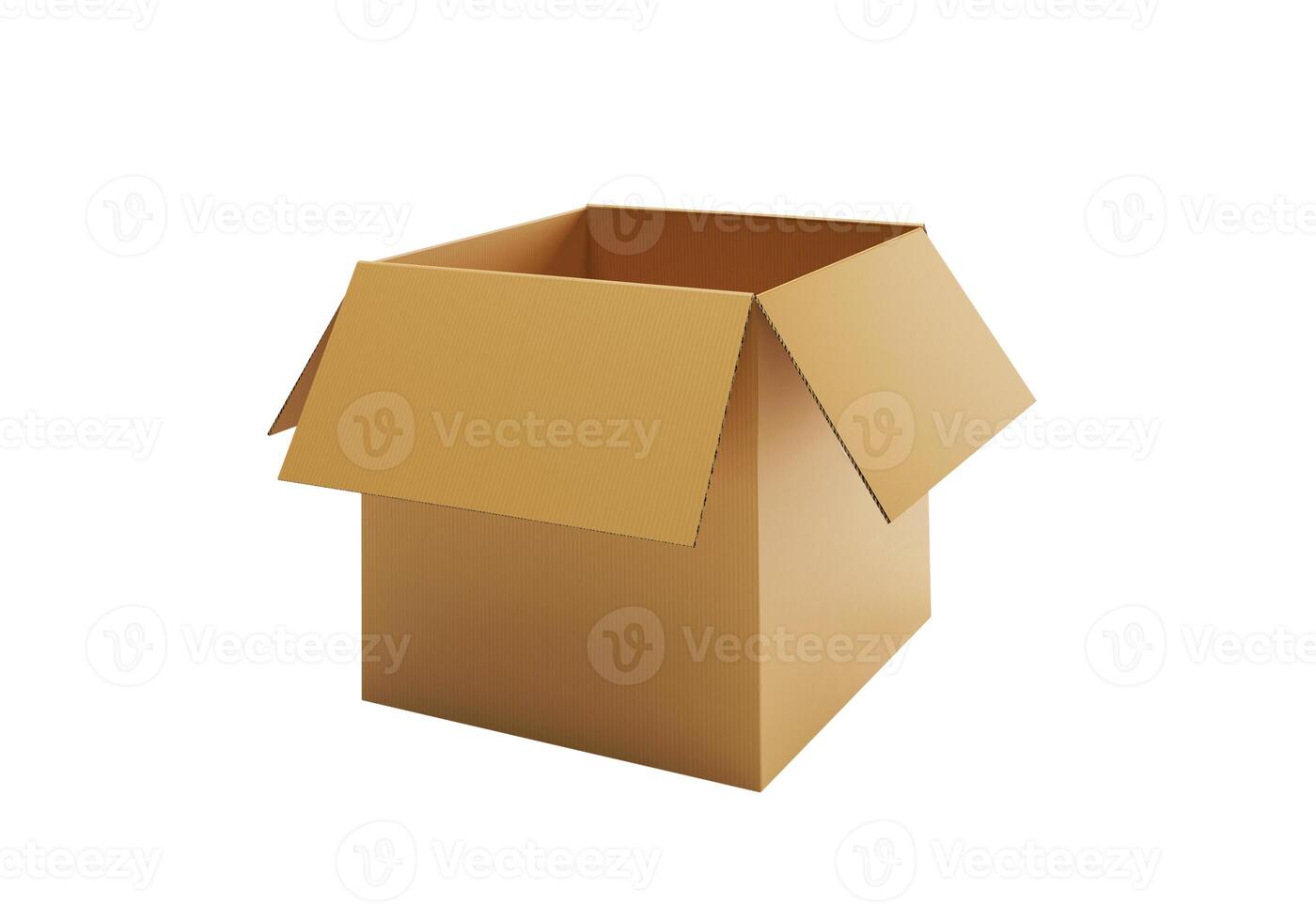 Open empty brown cardboard box on white background22 photo