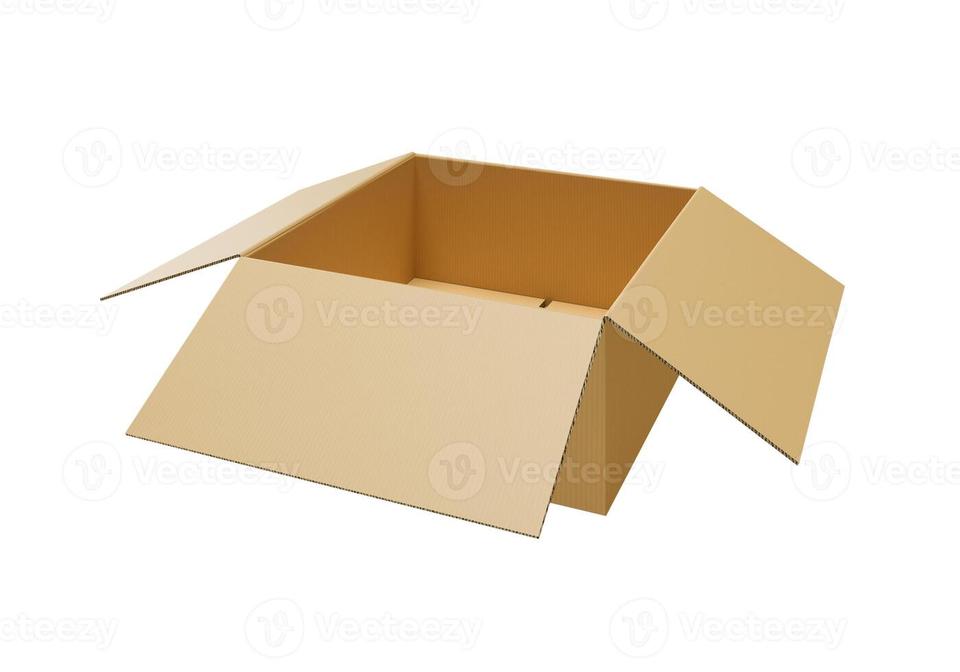 Open empty brown cardboard box on white background12 photo