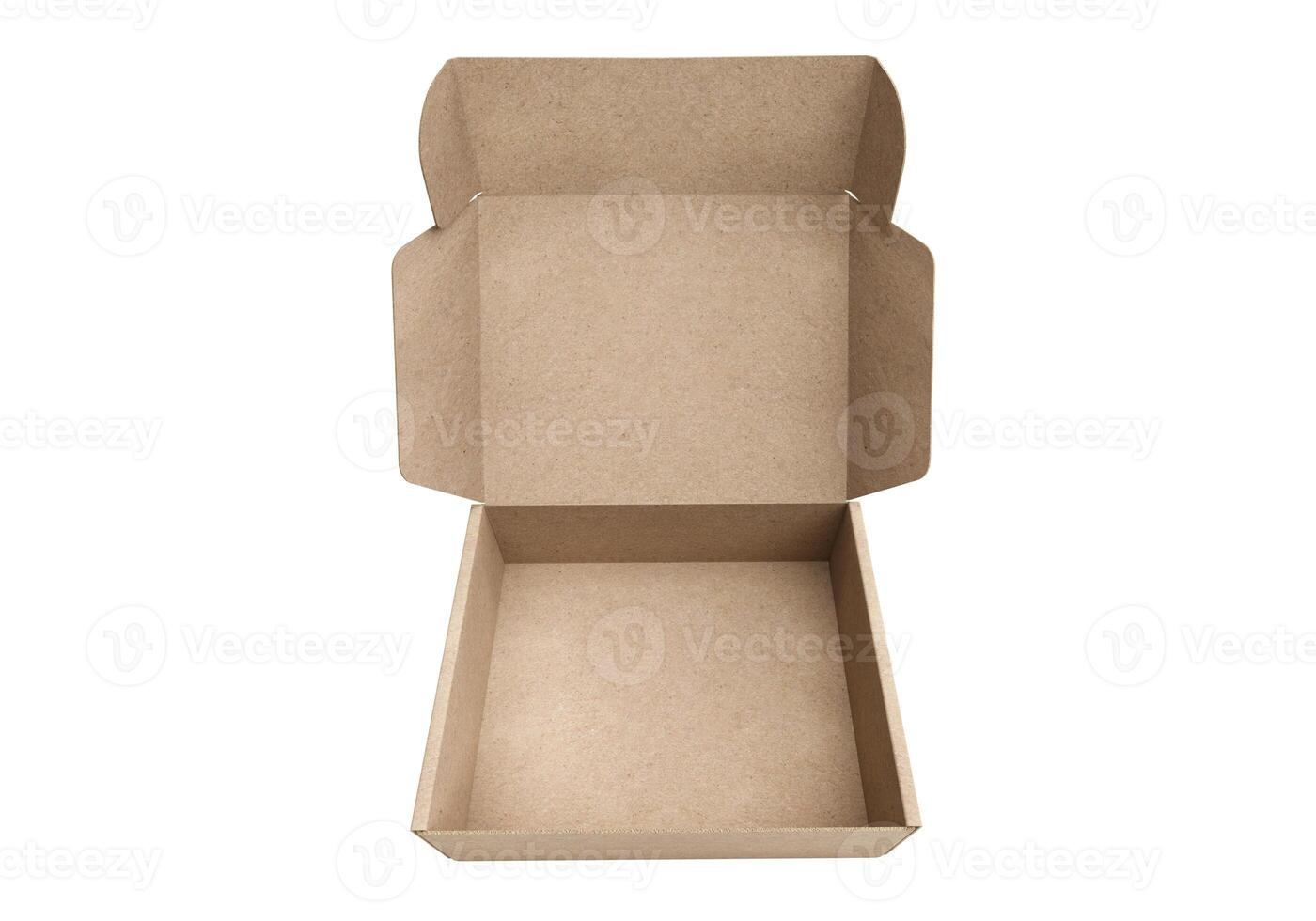 Open empty brown cardboard box on white background13 photo