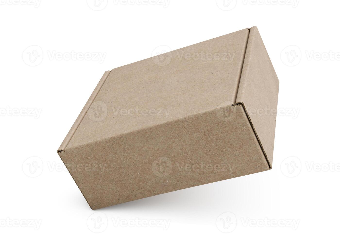 Brown cardboard box on white background photo