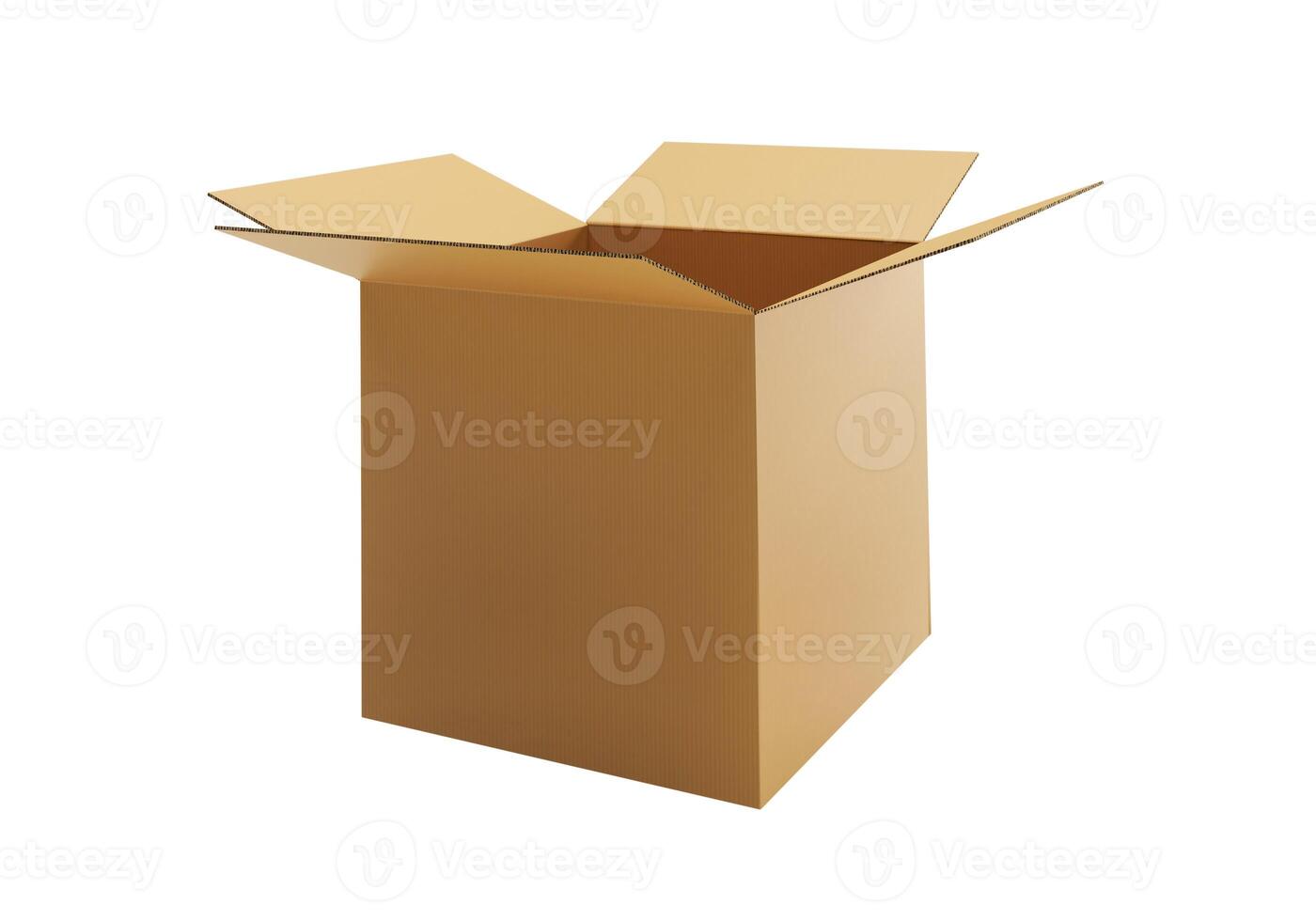 Open empty brown cardboard box on white background24 photo