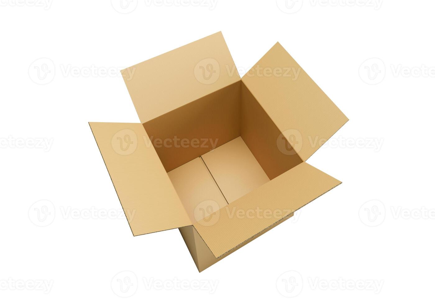 Open empty brown cardboard box on white background27 photo