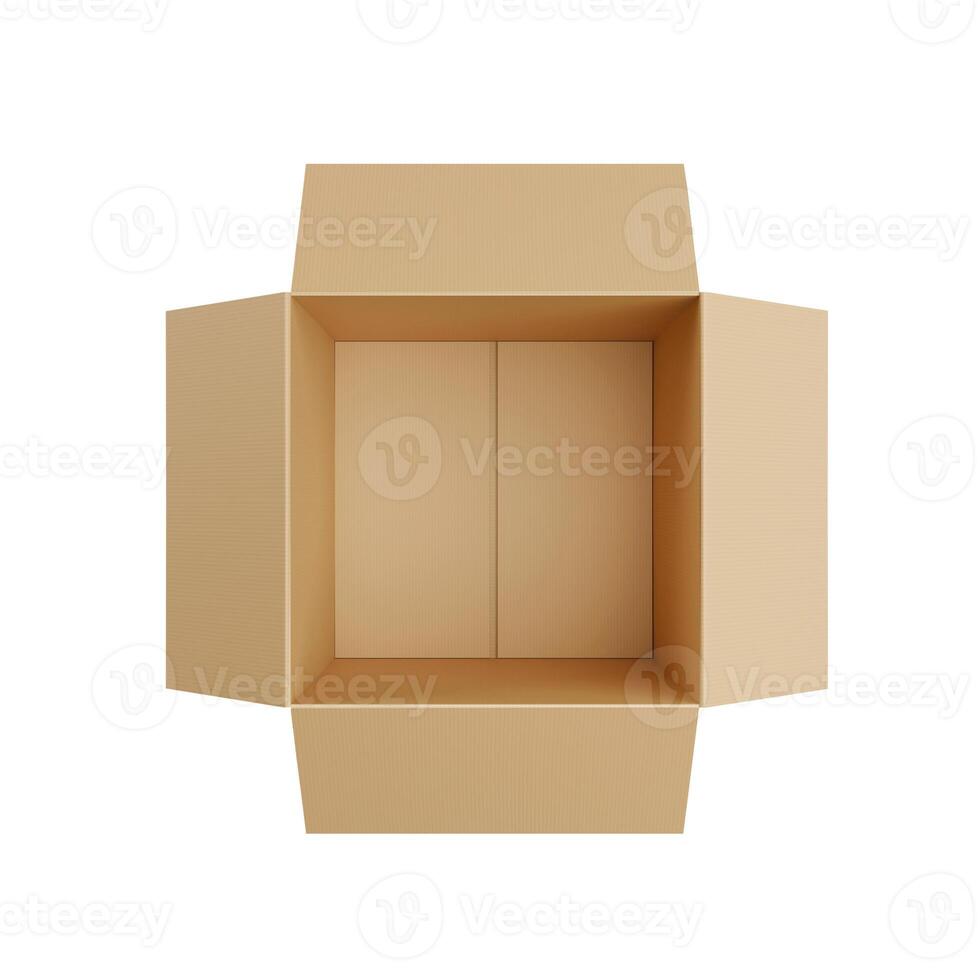 TOP view. Brown Cardboard paper box isolated on white background11 photo