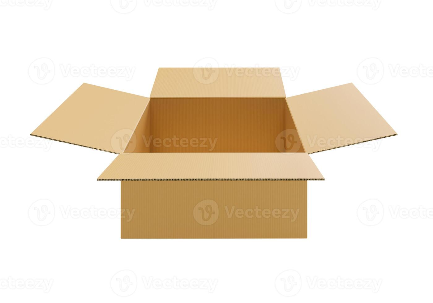 Open empty brown cardboard box on white background19 photo