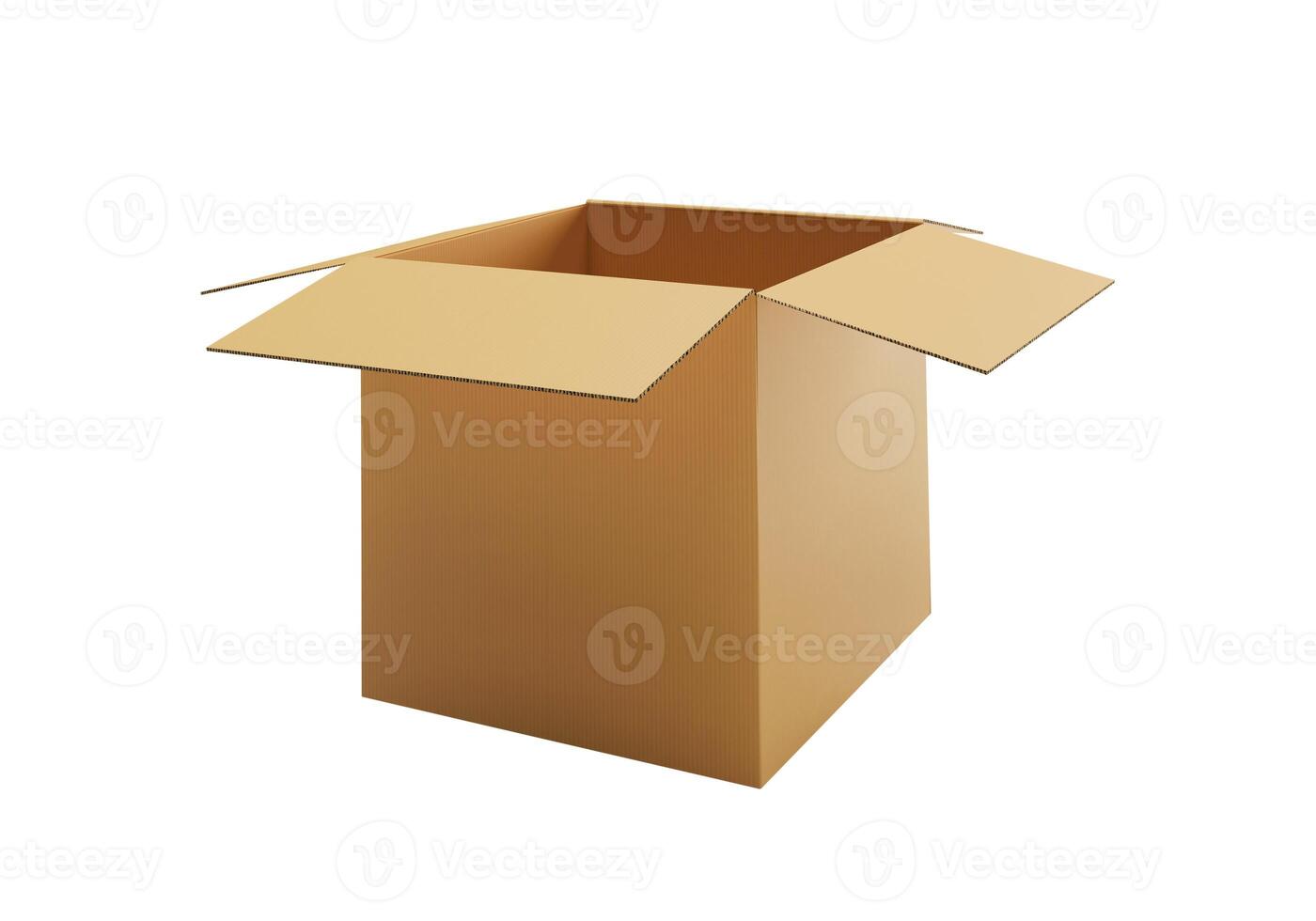 Open empty brown cardboard box on white background25 photo