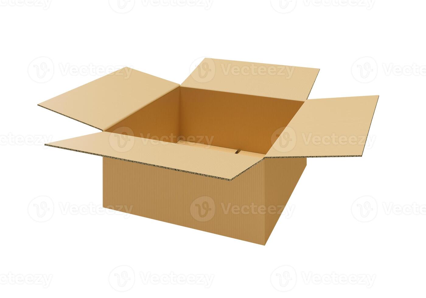 Open empty brown cardboard box on white background20 photo