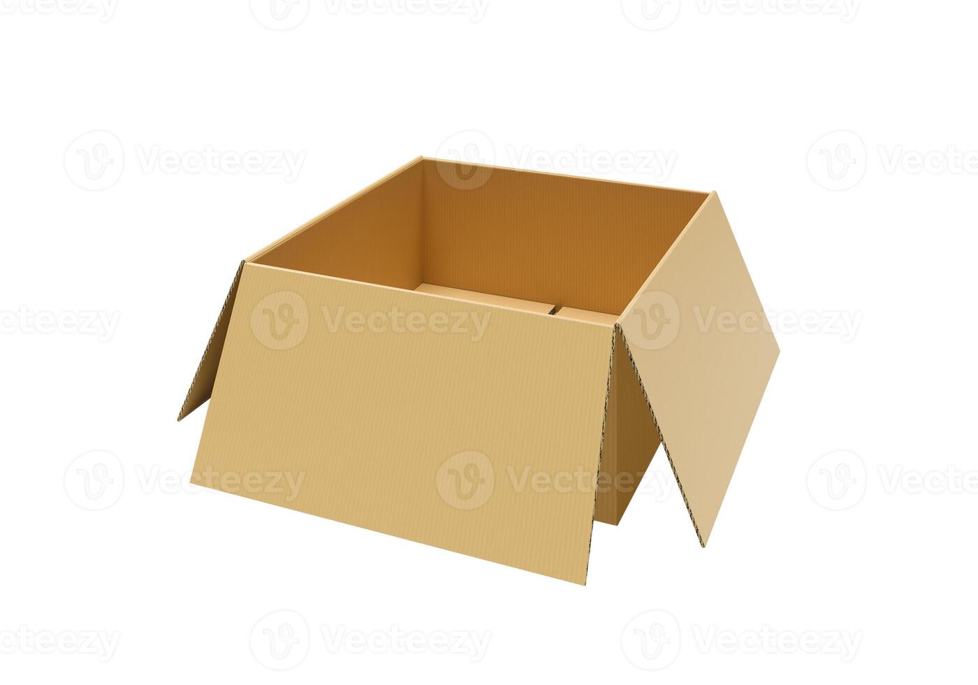 Open empty brown cardboard box on white background31 photo