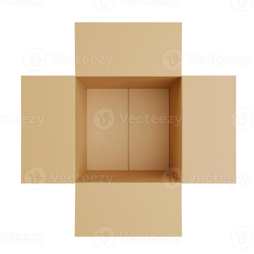 TOP view. Brown Cardboard paper box isolated on white background1 photo