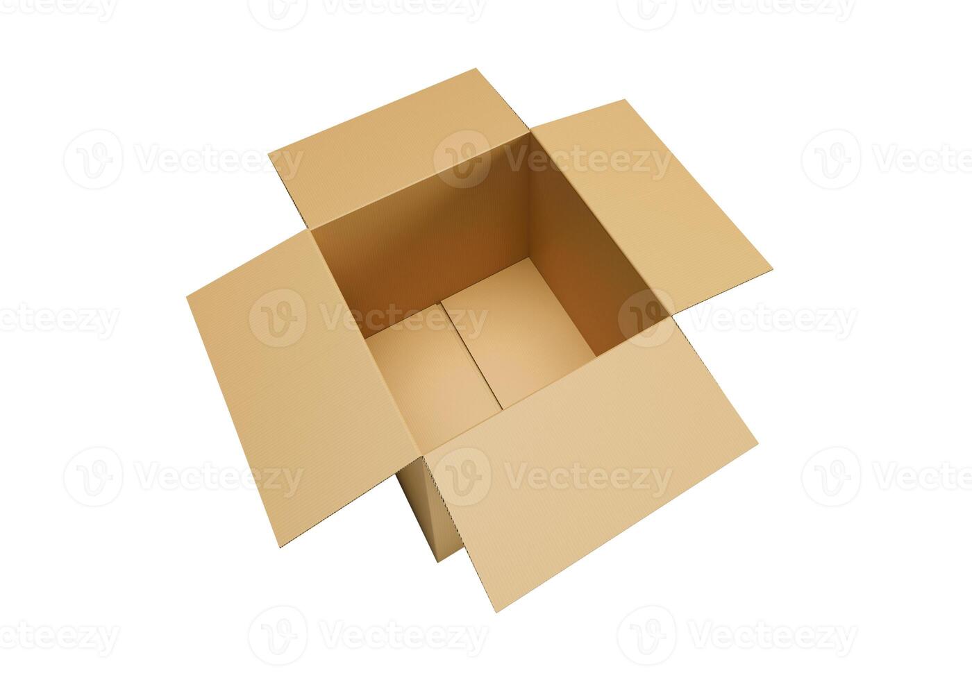 Open empty brown cardboard box on white background2 photo