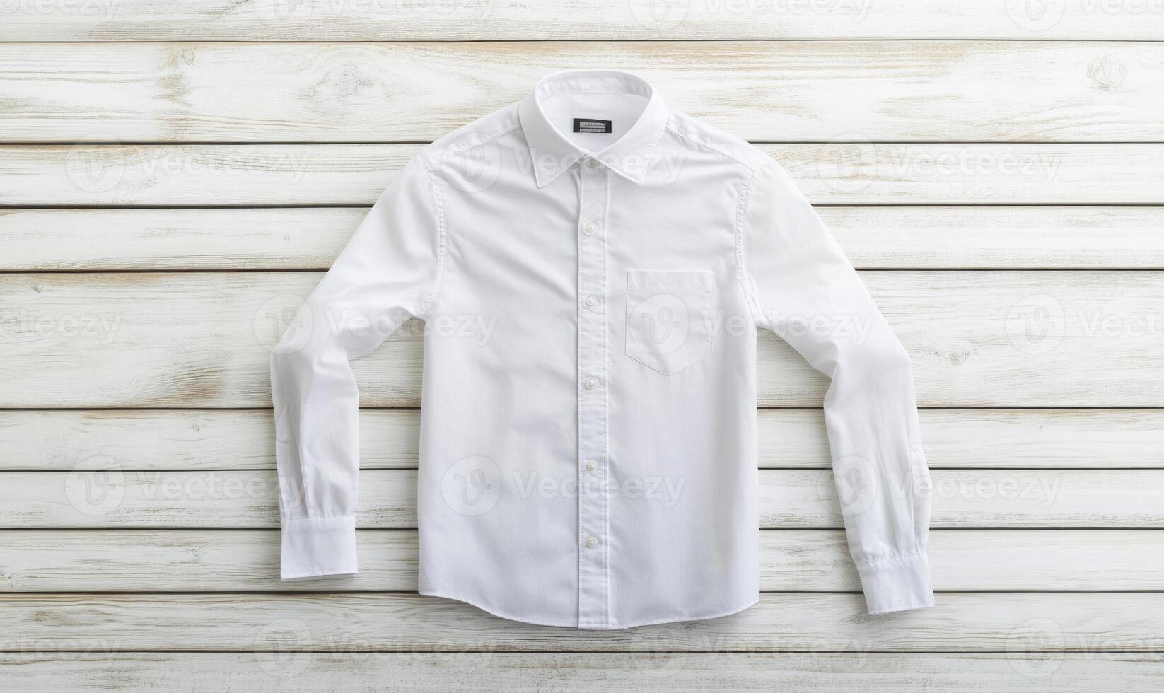 A blank white shirt with a pocket and a collar photo