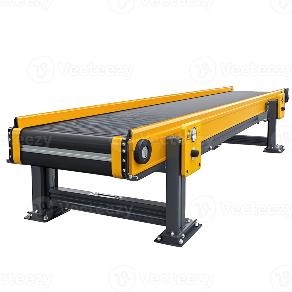 Conveyor belt system for efficient material handling isolated on transparent background cutout png