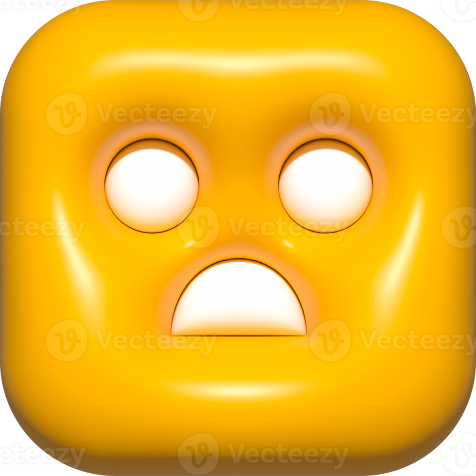 emoji face 3d icon yellow, cute emoji square face shape png