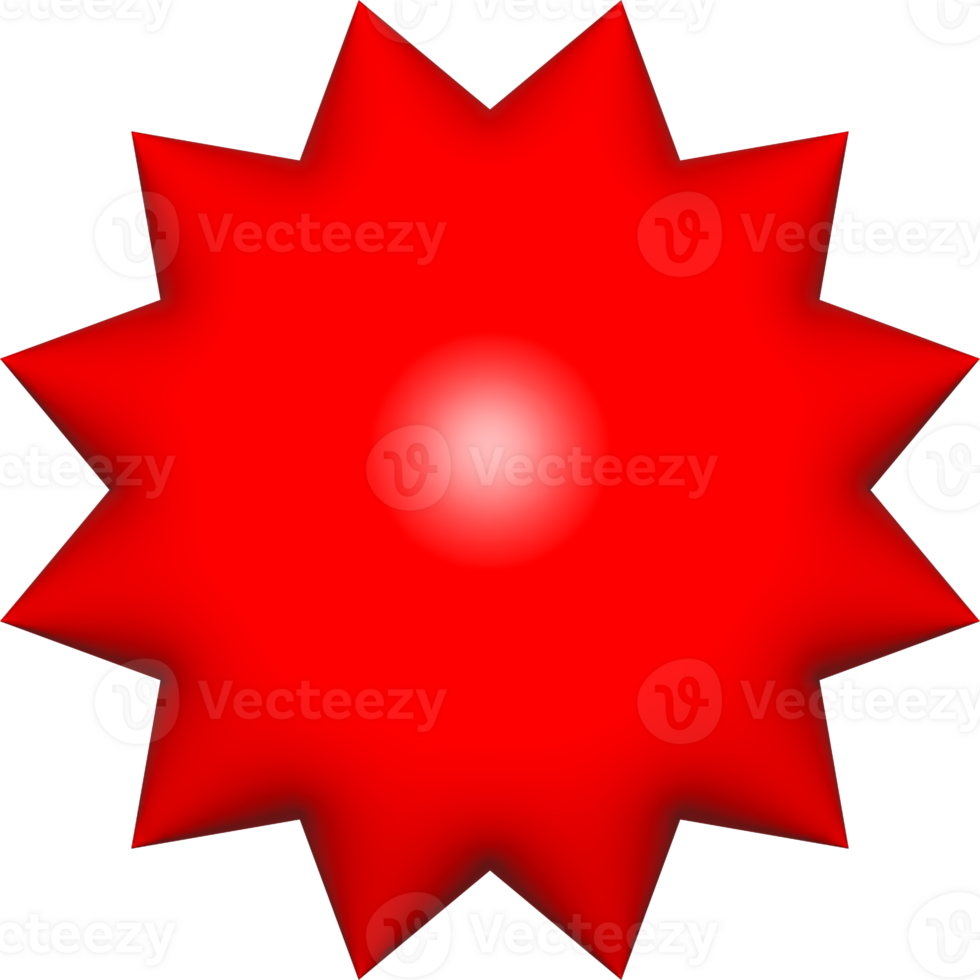 sticker red 3D star for label sale and tag png