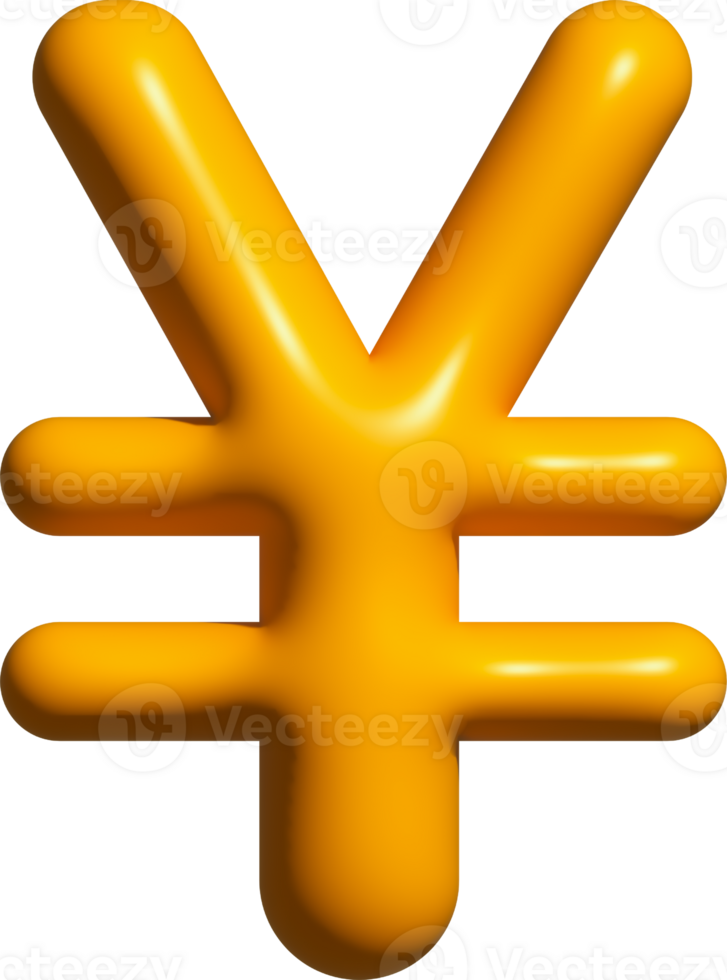 Yen Currency 3D symbol, Money CNY sign png