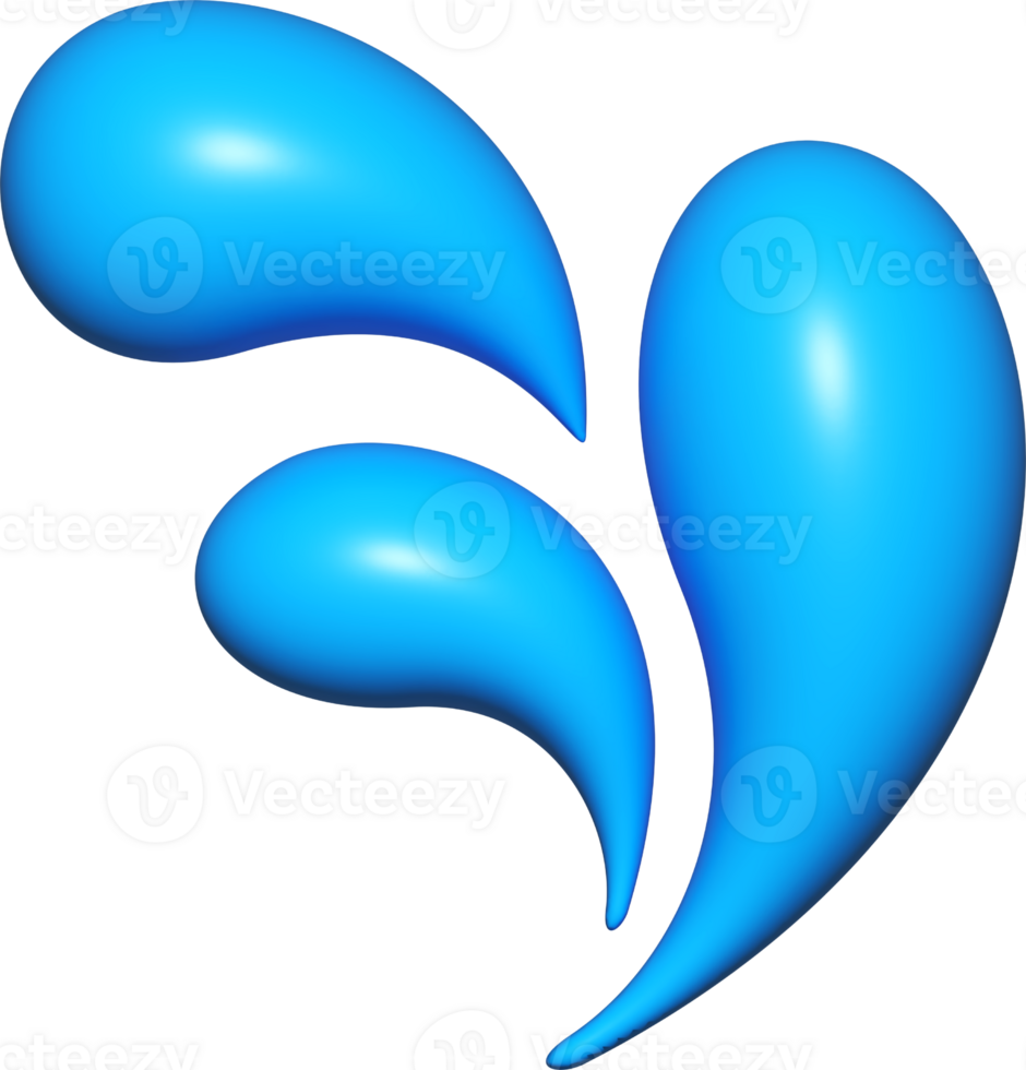 water splash 3D, aqua droplet, water shape for emoji icon png