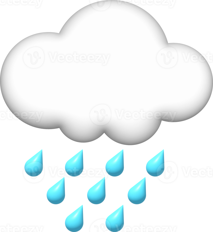 3d cloud with rain icon, cloud clip art png