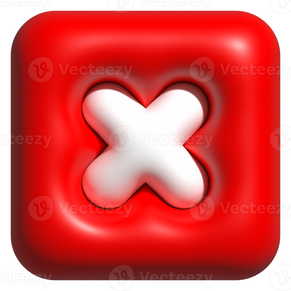 3D wrong icon red, refuse buttons, not and no for media social emoji png