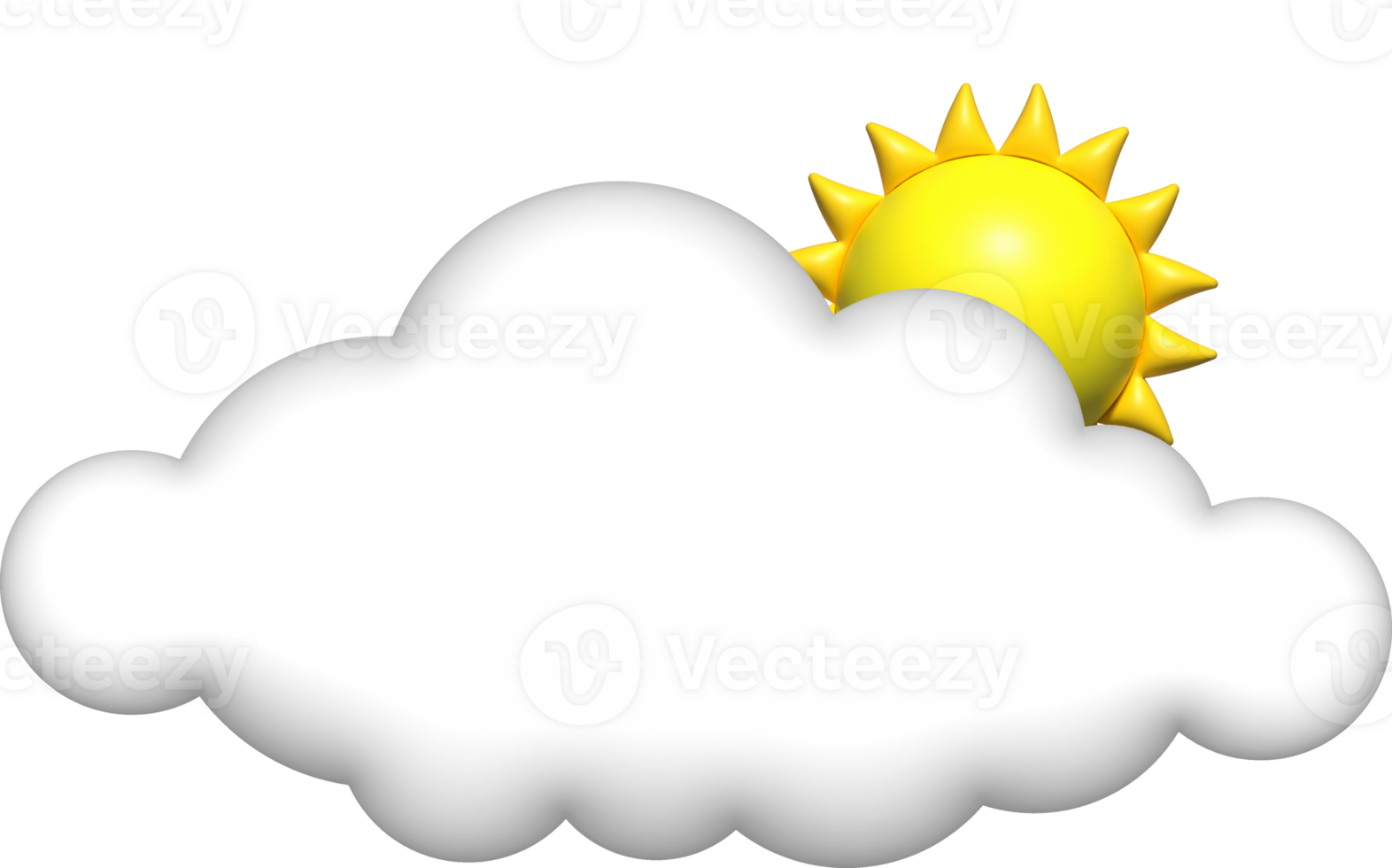 3d cloud with sun icon, cloud for clip art png