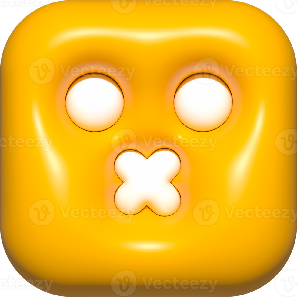 emoji face 3d icons yellow, emoji square face shape png