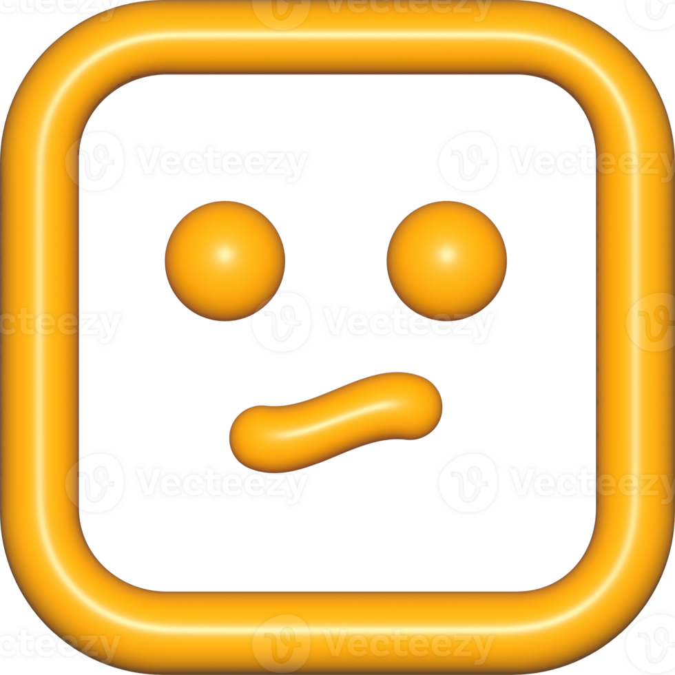 emoji face 3d icon yellow cute, emoji square face outline shape png