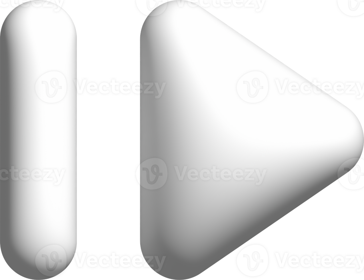 white 3D play for button png