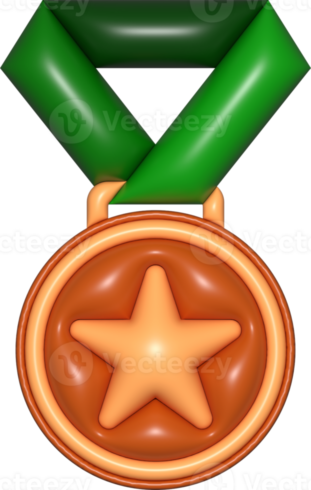 star medal 3d sign, copper brown emblem for icon, certificate element, badge symbol png