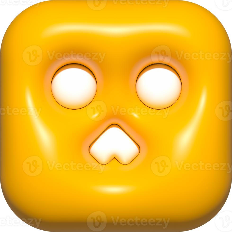 emoji face 3d icon yellow color, emoji square face png