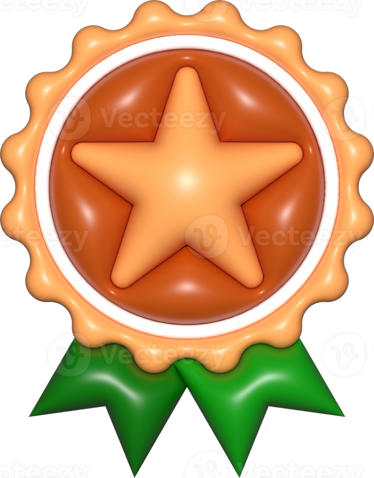 star medal 3d sign, brown emblem for icon, certificate element, badge symbol png