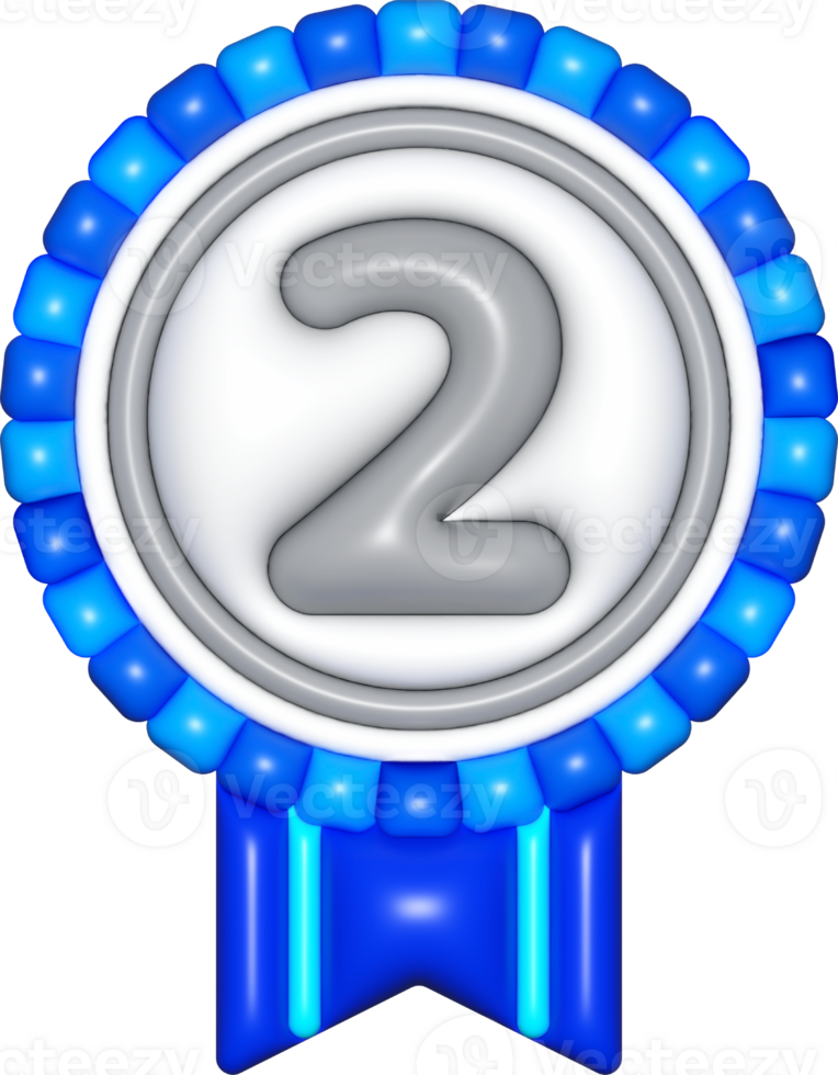 medal 3d sign, number 2 emblem bronze for icons, certificate element, badge symbol png
